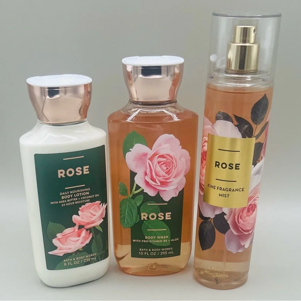 Bath & Body Works ROSE 3 Pc Set ~ Body Lotion, Body Wash, & Fine Fragrance ~ NEW - Picture 1 of 5